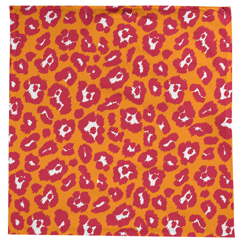 Animal Print Cotton Blend Tablecloth, 58'' x 58'', Orange/Red/White