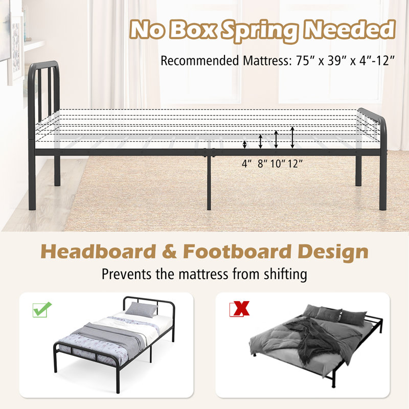 Virgel Metal Open-Frame Bed, Twin