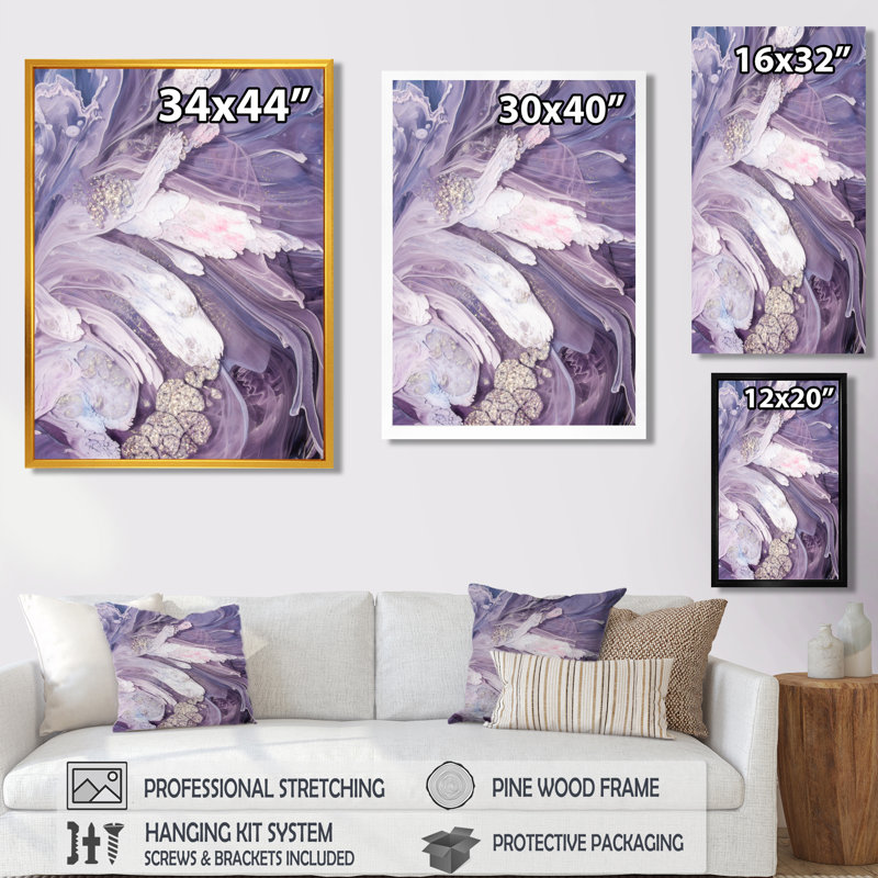 Purple Liquid Art Ripples - Print on Canvas, 32" H x 24" W, Wrapped Canvas, No Frame