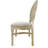 Antique Distressed Wood Louis Pop Chair, Rattan Back and Beige Tweed Fabric Seat, 4 Chair Bundle by Chivari