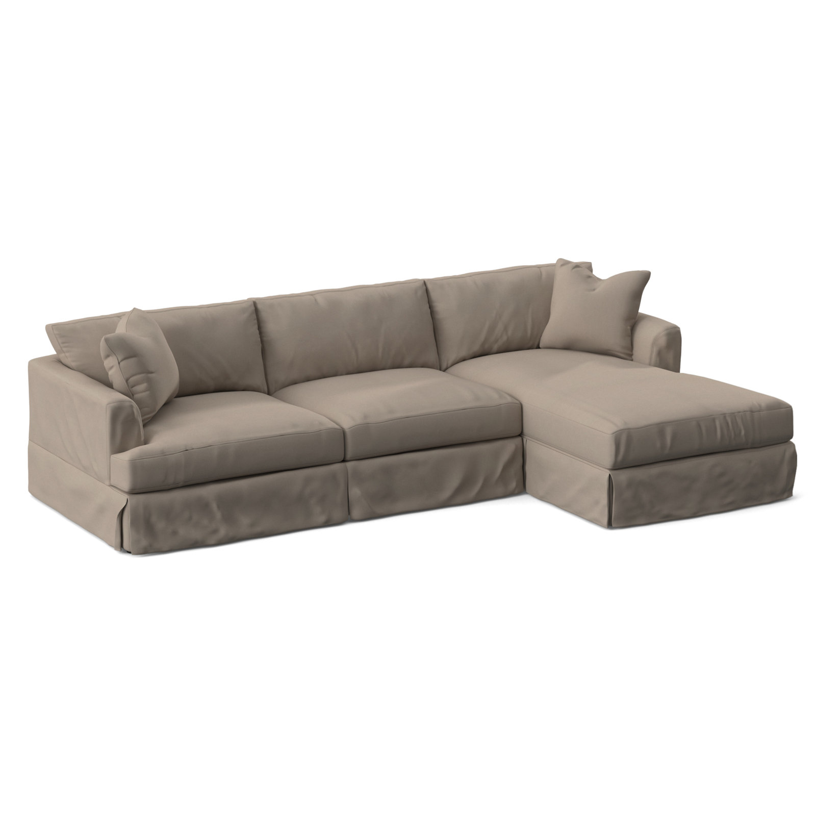Lucia 128" Wide Down Cushion Sofa & Chaise, Right Hand Facing, Drusky Navy Sustain® Basketweave