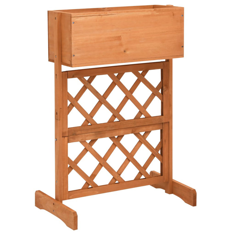 Planter Flower Box Trellis Raised Bed Outdoor Planter Solid Firwood, Orange