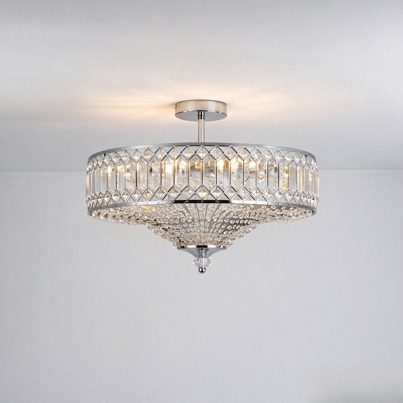 Jimal Crystal Semi Flush Mount, Chrome