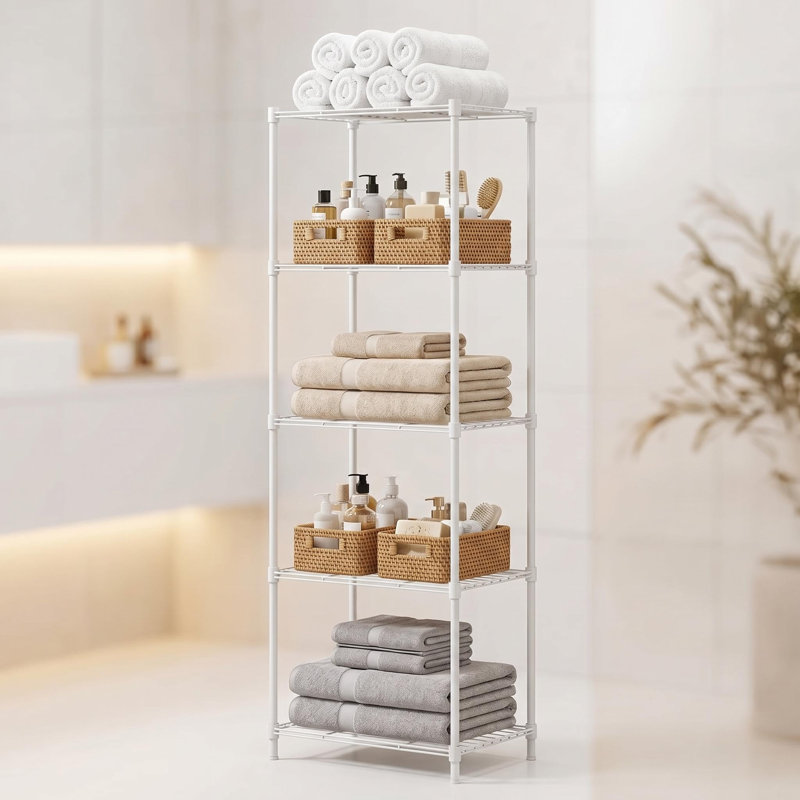 Étagère de rangement en métal à 5 niveaux, grille compacte en métal de 55 po avec pieds réglables, organisateur de rangement pour garde-manger garde-manger, 14 po x 18 po x 55 po