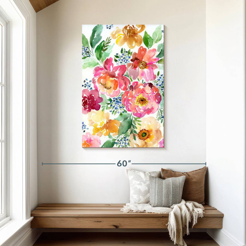 Harnek Yellow And Pink Peonies, 45" H x 30" W