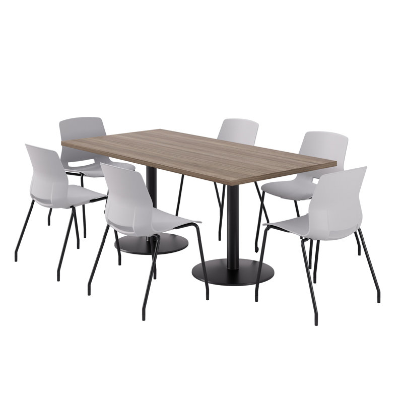 Ensemble repas pour 6 personnes, Teck studio, Gris / noir