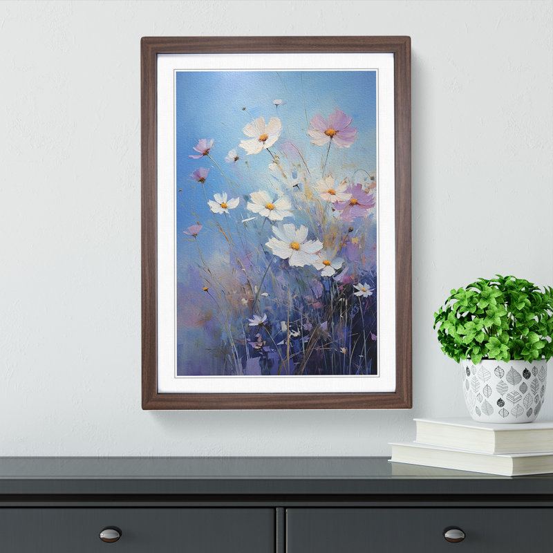 Cosmos Floral Art - Framed Print, Walnut Framed, 34cm H x 25cm W