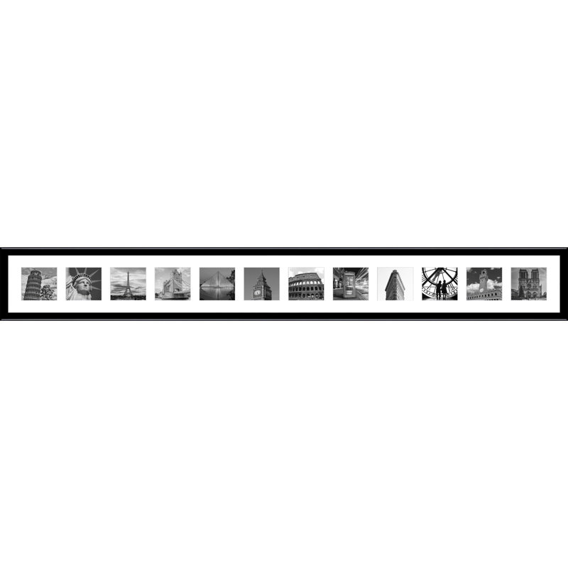 Lano Wood Picture Frame with Mat, Glossy Black