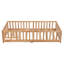 Lit simple au sol avec porte, cadre de lit plateforme en bois massif avec clôture, adapté aux enfants, bois massif, naturel-1166602807-1166602801