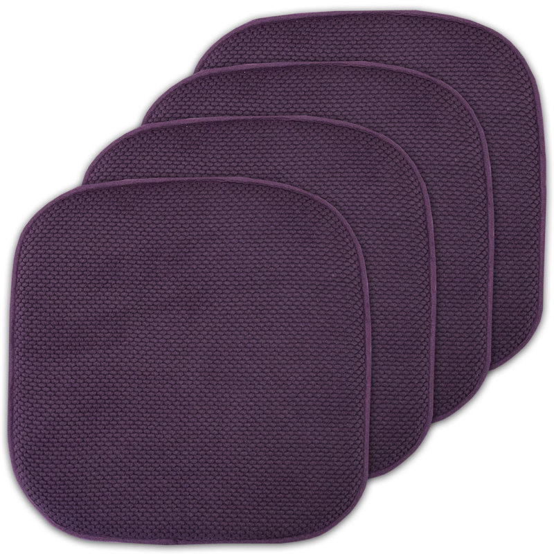 Honeycomb Non-Slip Indoor Chair Cushions, Eggplant, 4-Pack