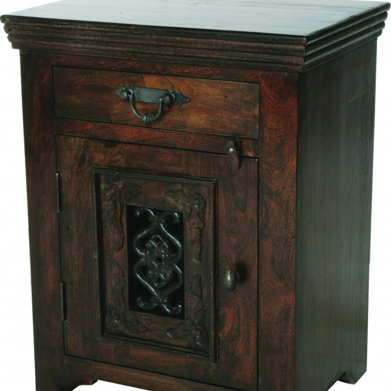 Table de chevet 30 tiroirs en bois massif brun foncé 30 po
