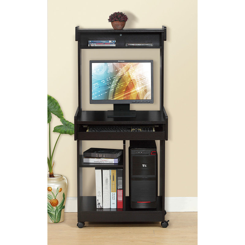 Station de café polyvalente pour chariot à micro-ondes avec tablette de rangement, tablettes mobiles et roues verrouillables