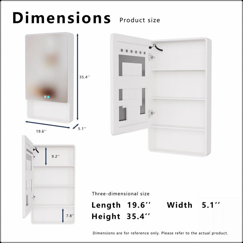 LED Bathroom Medicine Cabinet with Warm Light, Anti-Fogging, and Easy Installation, Aluminum-Plastic Construction for Modern Bathrooms