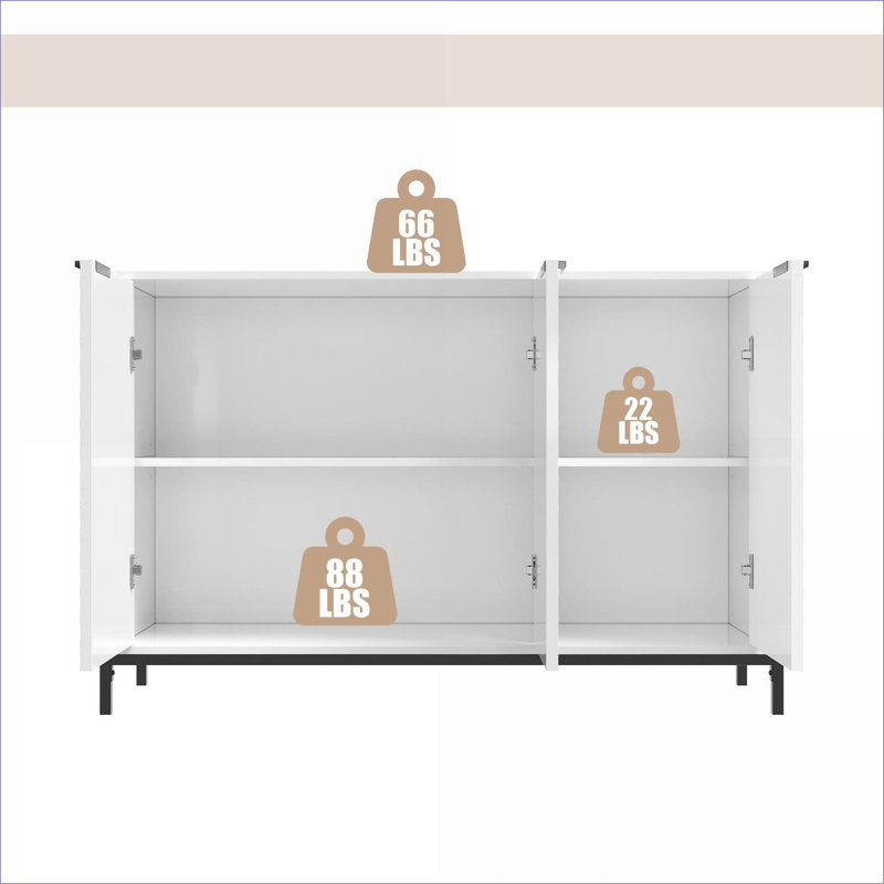 Armoire 3 portes avec pieds en métal thermolaqué, Blanc