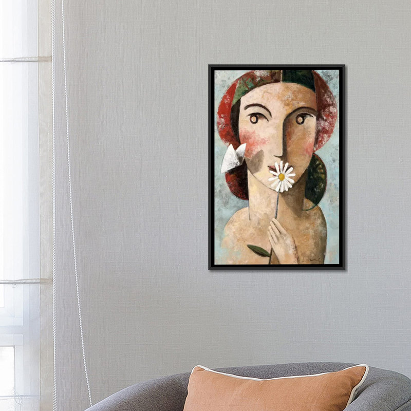 « curiosité », reproduction sur toile tendue, H 26 po x l 18 po x P 1,5 po, Toile avec cadre noir, Pas de tapis