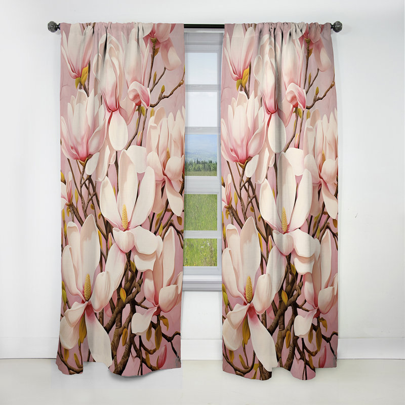 Rideau occultant à motif floral Carmel - Magnolias - 1 panneau, L 52 po x L 95 po