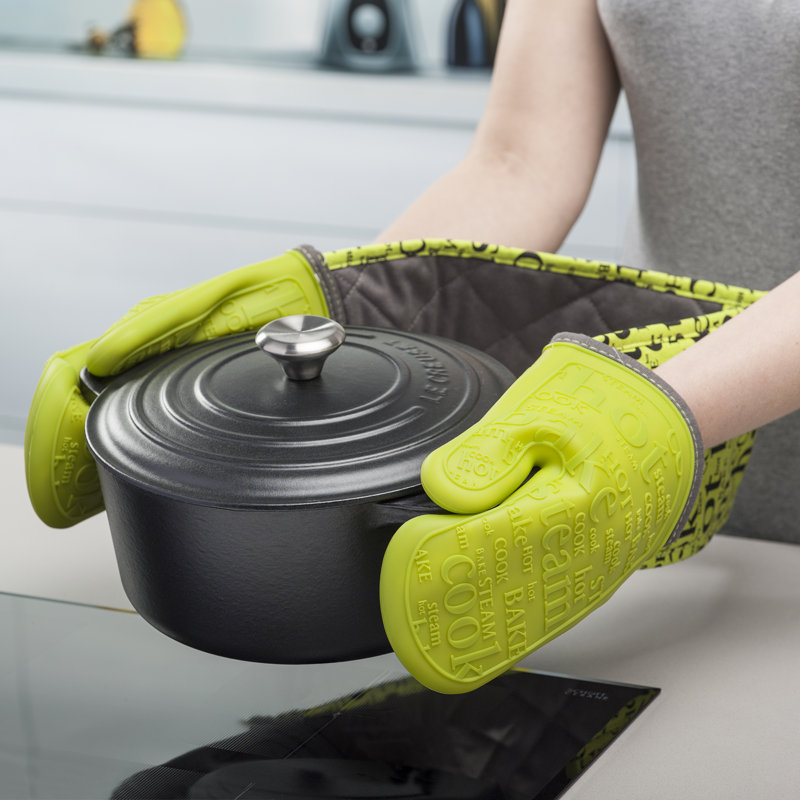 Silicone Double Oven Gloves, Lime Green
