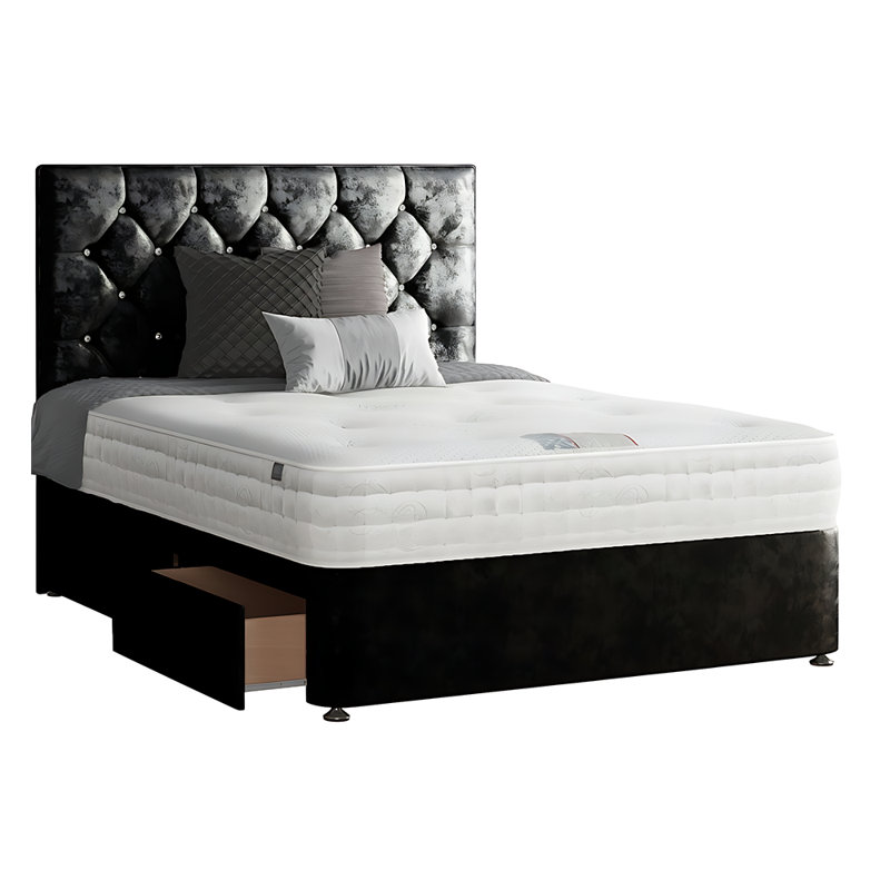 Eberhardt Divan Bed Base, Black, 2 Left Drawers, Single (3')