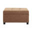 Banc de rangement rembourré 35 po carré en similicuir brun avec revêtement gaufré et pieds en bois de bouleau pour le salon et le bureau