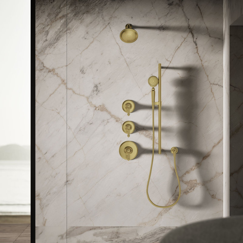 Artifacts Standard Fixed Shower Head with Katalyst Spray, Vibrant Brushed Moderne Brass