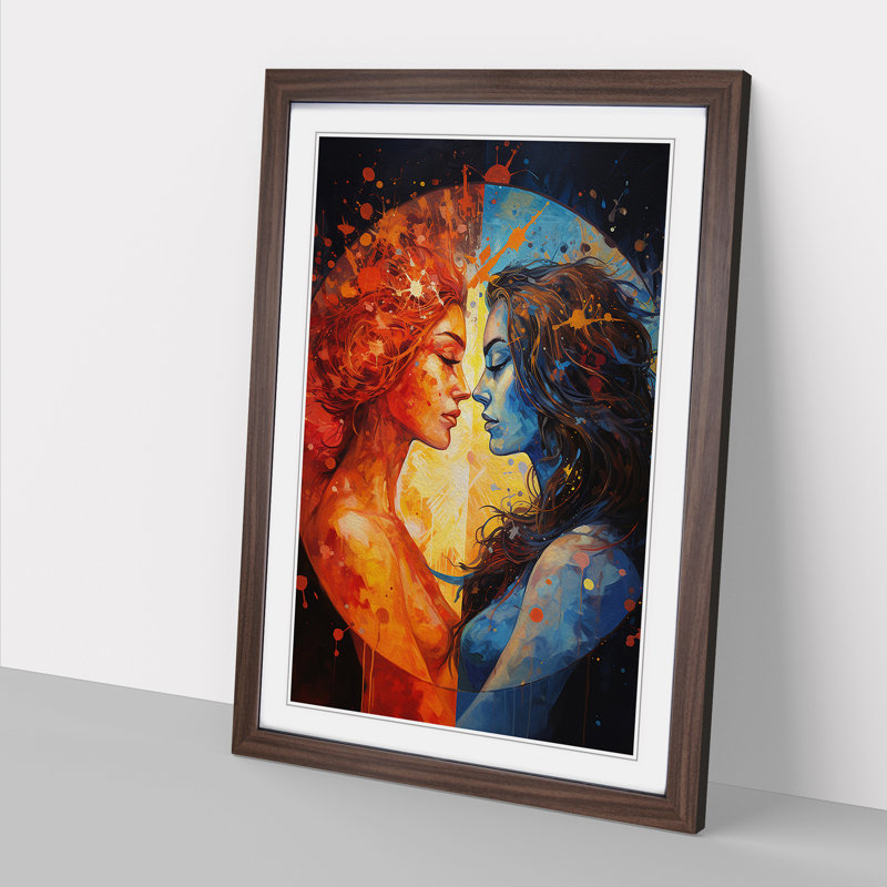 Gemini Zodiac Expressionism - Framed Print, 34cm H x 25cm W, Walnut Framed