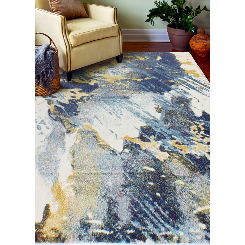 Yelena Collection Transitional Abstract Area Rug Ivory