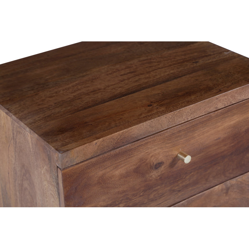 Miser 50 cm W Steel Bedside Table, Walnut