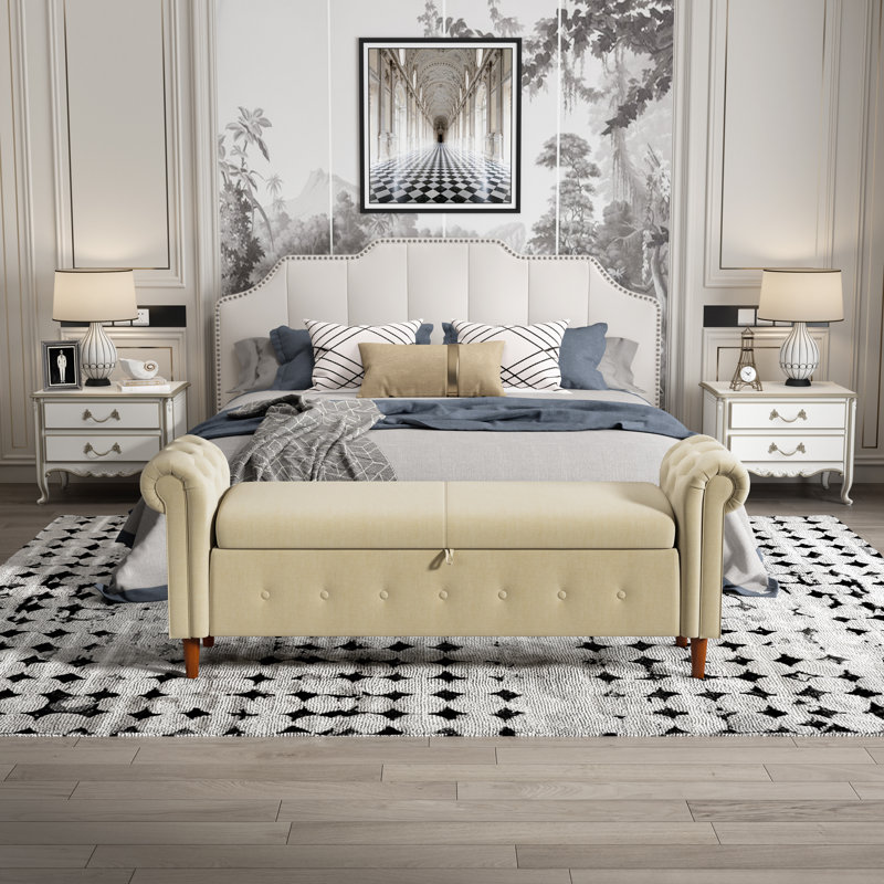 Banc de rangement Agnew, Lin beige