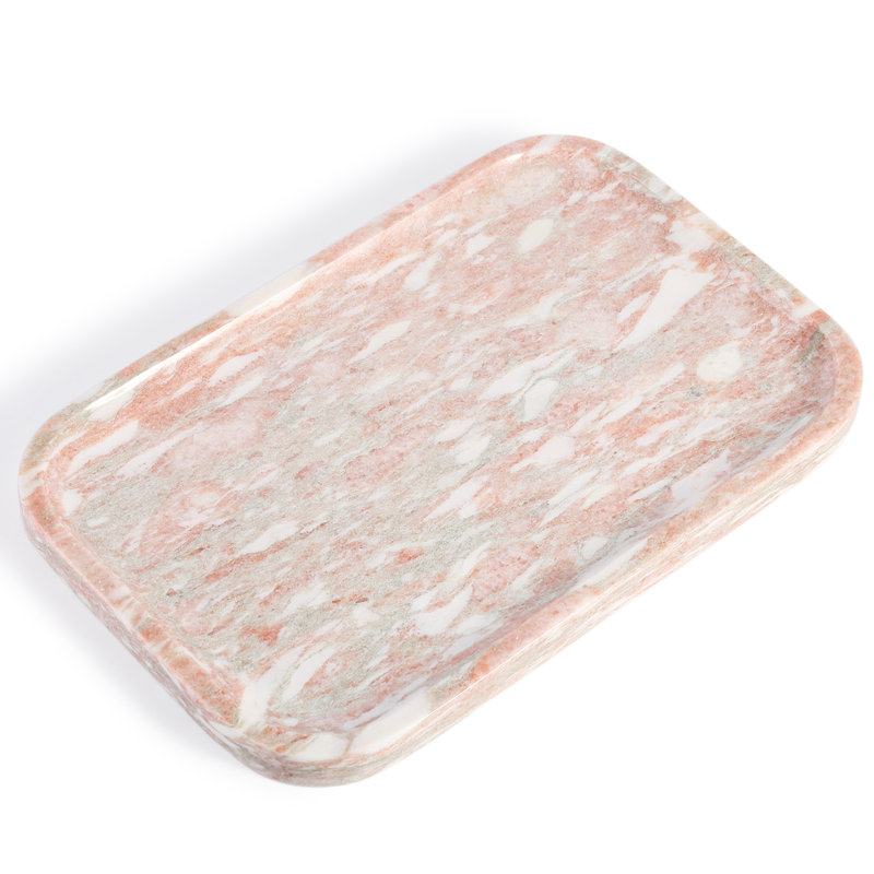 Guein Rectangle Natural Marble Tray,ROSSO NORVEGIAN