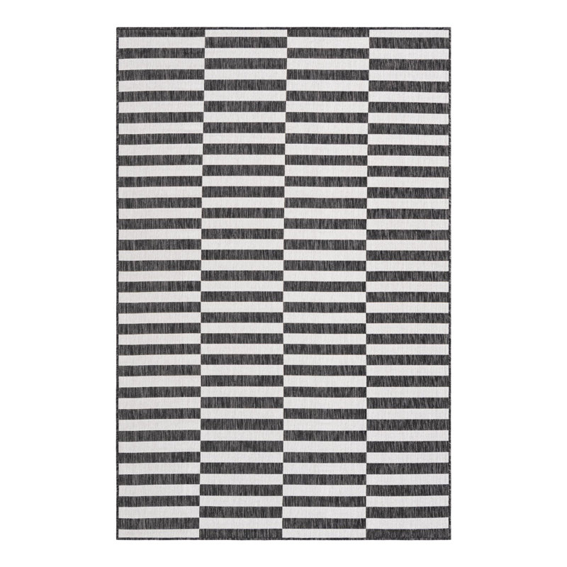 Finkelstein Striped Indoor / Outdoor Rug, Rectangle 5'1" x 8'