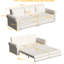 Canapé-lit convertible très grand convertible 3 en 1 avec revêtement en similicuir, garniture cloutée, accoudoirs roulés et transformation multifonctionnelle de l'assise au sommeil.-2093944363