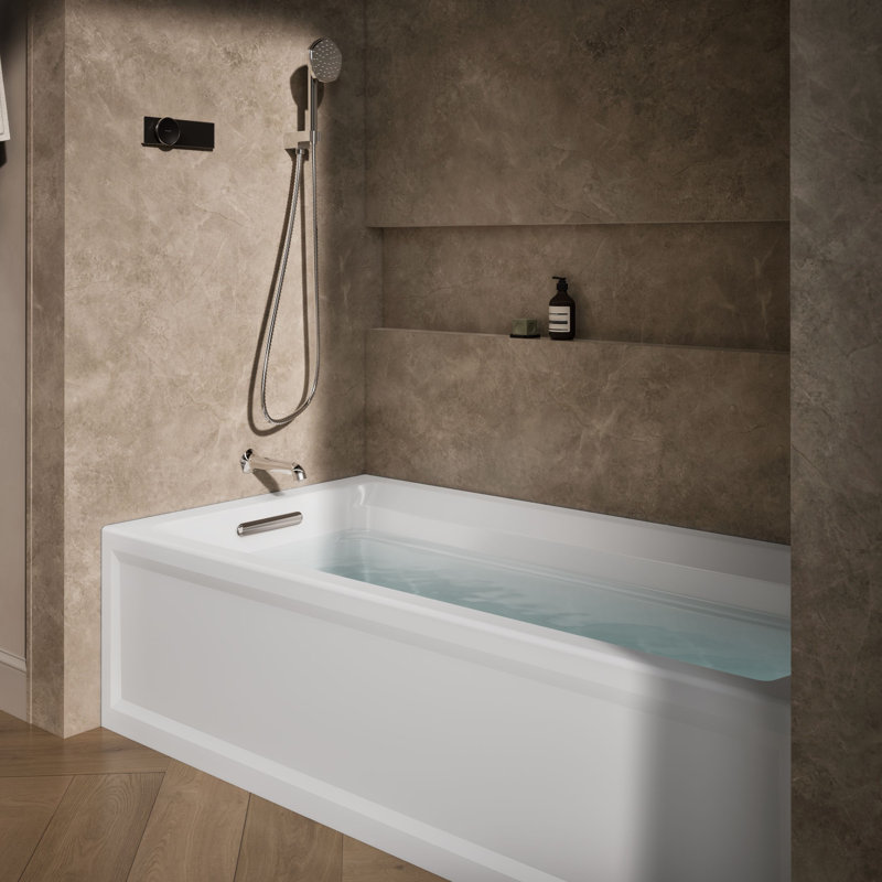 Archer® 72" x 36" Alcove/Tile in Soaking Bathtub, White, Left