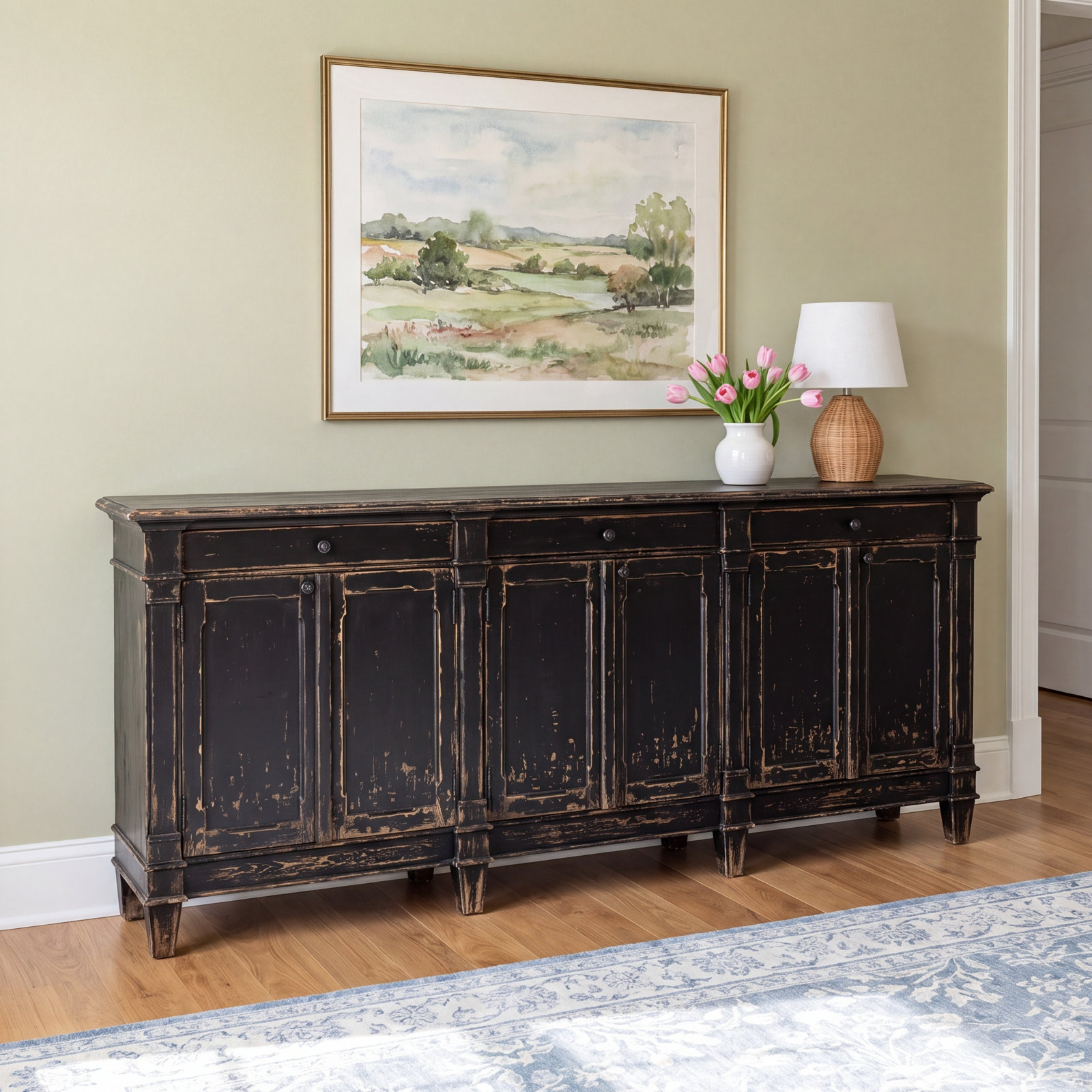 Susie 79'' Sideboard, Distressed Black