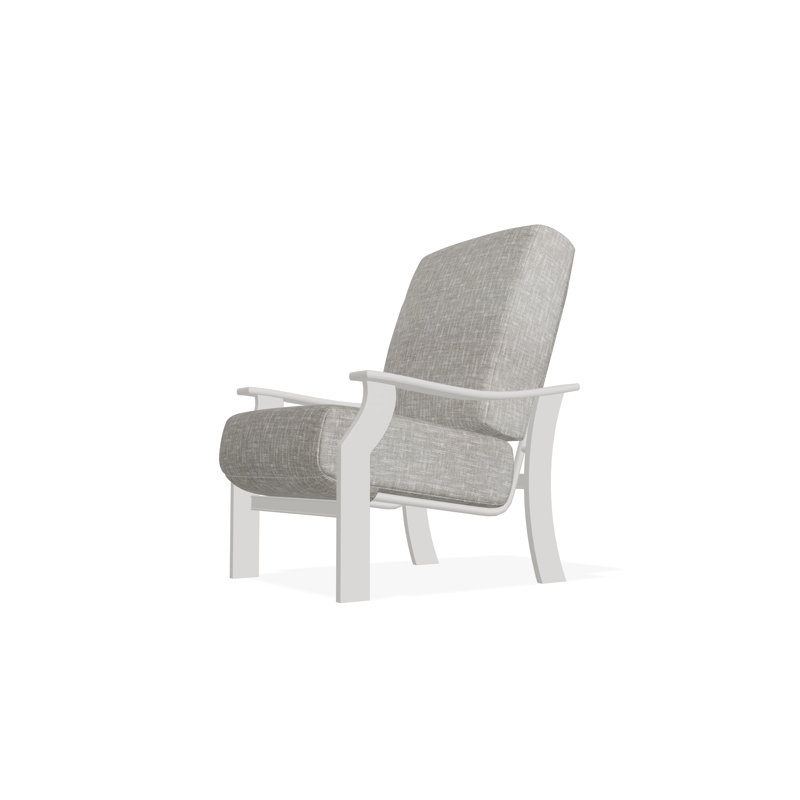 St. Catherine Marine Grade Polymer Deep Seating Cushion Arm Chair, Snow, Equal Ink