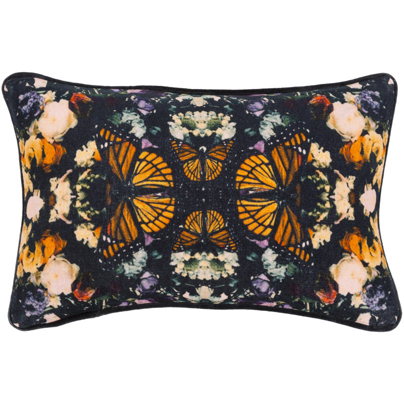 Metamorphosis Animal Print Cotton Throw Pillow, Black/Bright Orange, Polyester