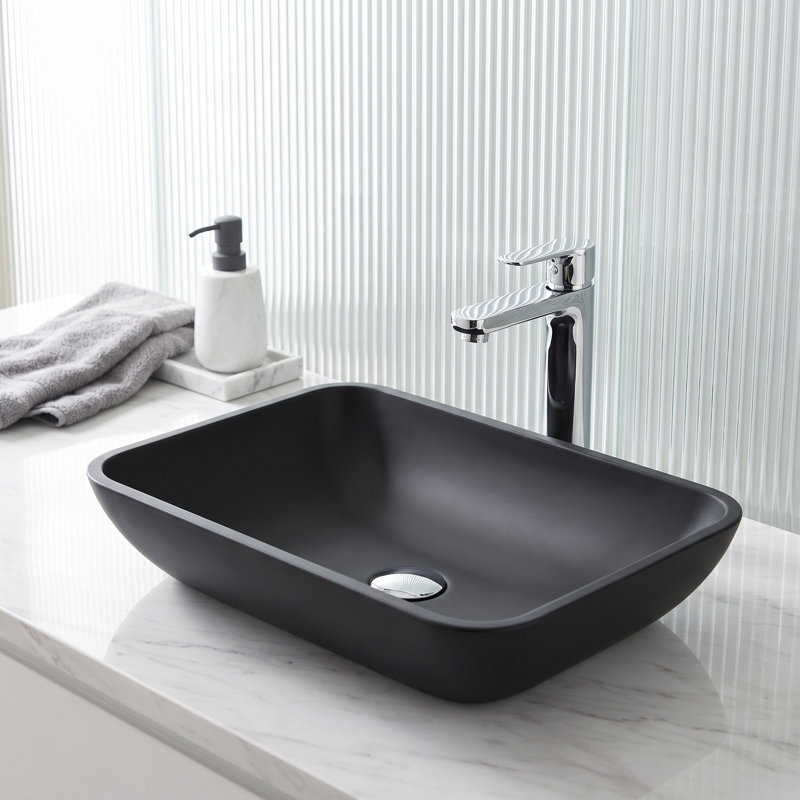 Lavabo de salle de bain rectangulaire Sottile, Coque noire matte