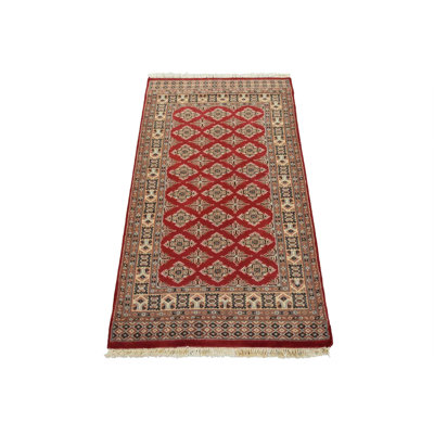 Bokhara Jaldar Rug 3′ x 5’3” Red Wool Tribal Hand-Knotted Oriental Carpet