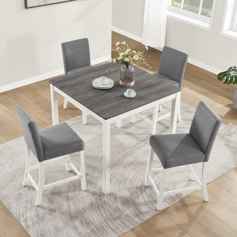 Ensemble de table de salle à manger 5 pièces avec 4 chaises, Gray / Does Not Apply, Gray