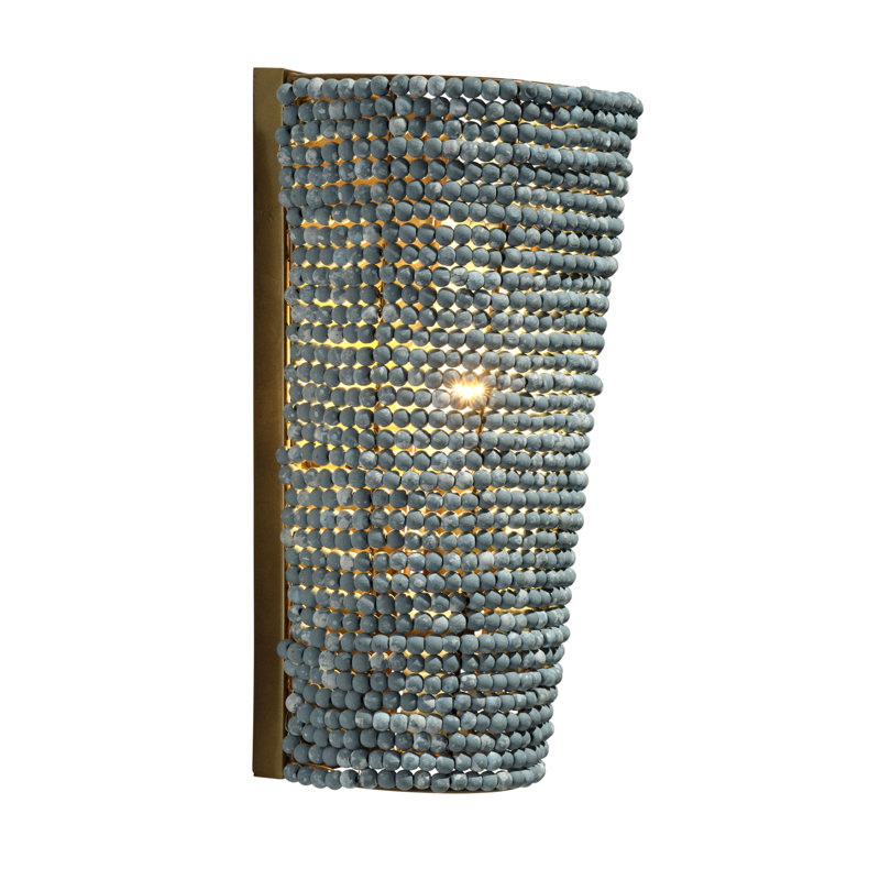 Seawall Solid Wood Flush Mounted Wall Sconce, Gold, Blue