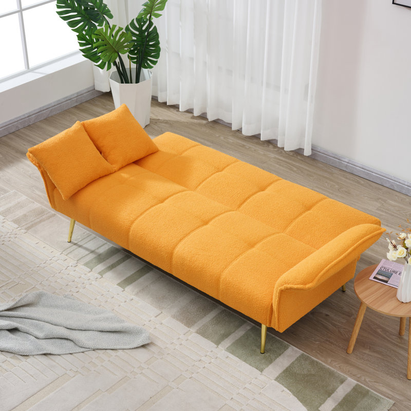70-Inch Teddy Fleece Sofabed, Convertible Futon Sofabed With Adjustable Arms And Backrest, Modern Love Sofa For Living Room And Bedroom.
