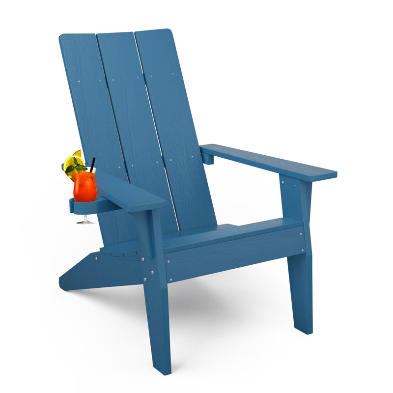 Chaise Adirondack en plastique / résine Harlean, Bleu marine