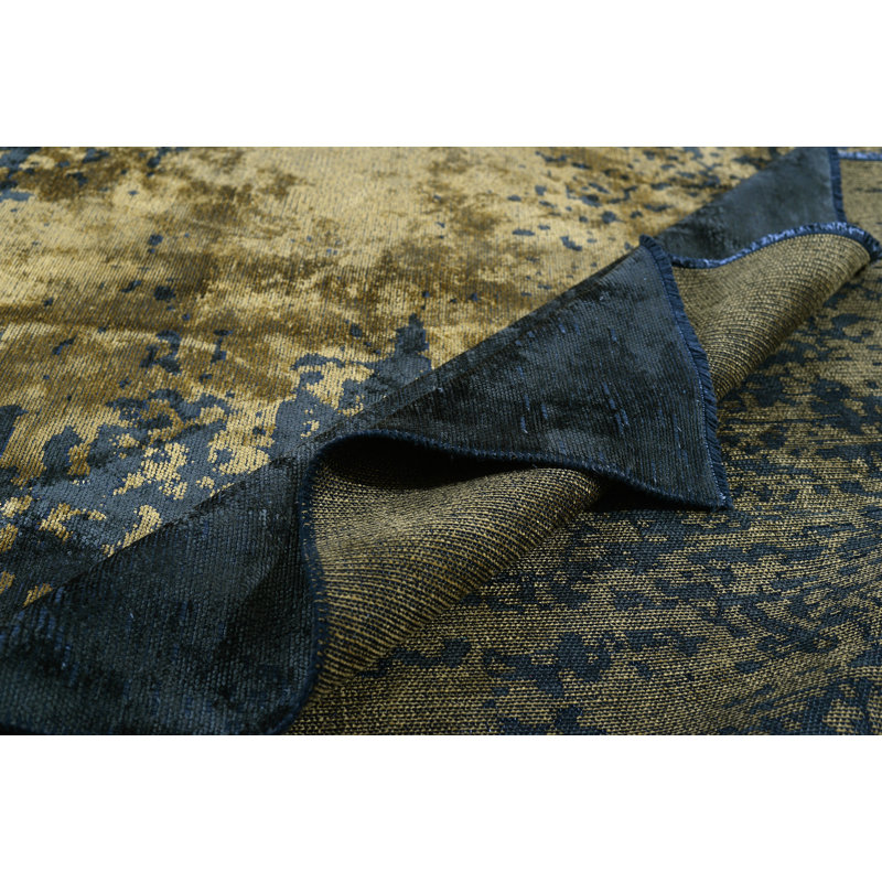 Abstract Flatweave Charcoal/Yellow Area Rug, Rectangle 7'10" x 11'2"