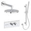 LineaBox Horizontal Round Shower System with 2-Way Diverter, 8-Inch Rain Shower Head and Hand Shower with Slide Bar, Valve Included-1661510268