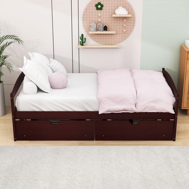 Twin Size Storage Platform Bed with Drawers, Espresso