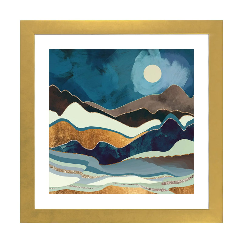 «Autumn Hills», reproduction d'impression, H 24 po x l 24 po x p 1 po, Papier encadré doré, Blanc