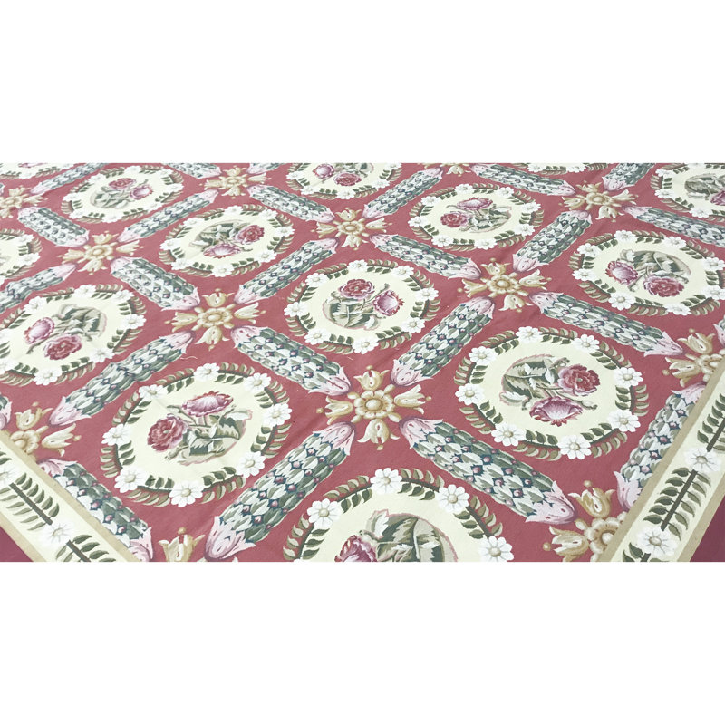 Hand-Knotted High-Quality Red and Beige Area Rug