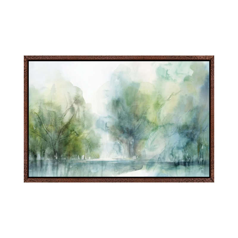 Blue Silence 1 Piece Painting on Canvas, 66.04 cm H x 45.72 cm W, Classic Brown Wood Framed