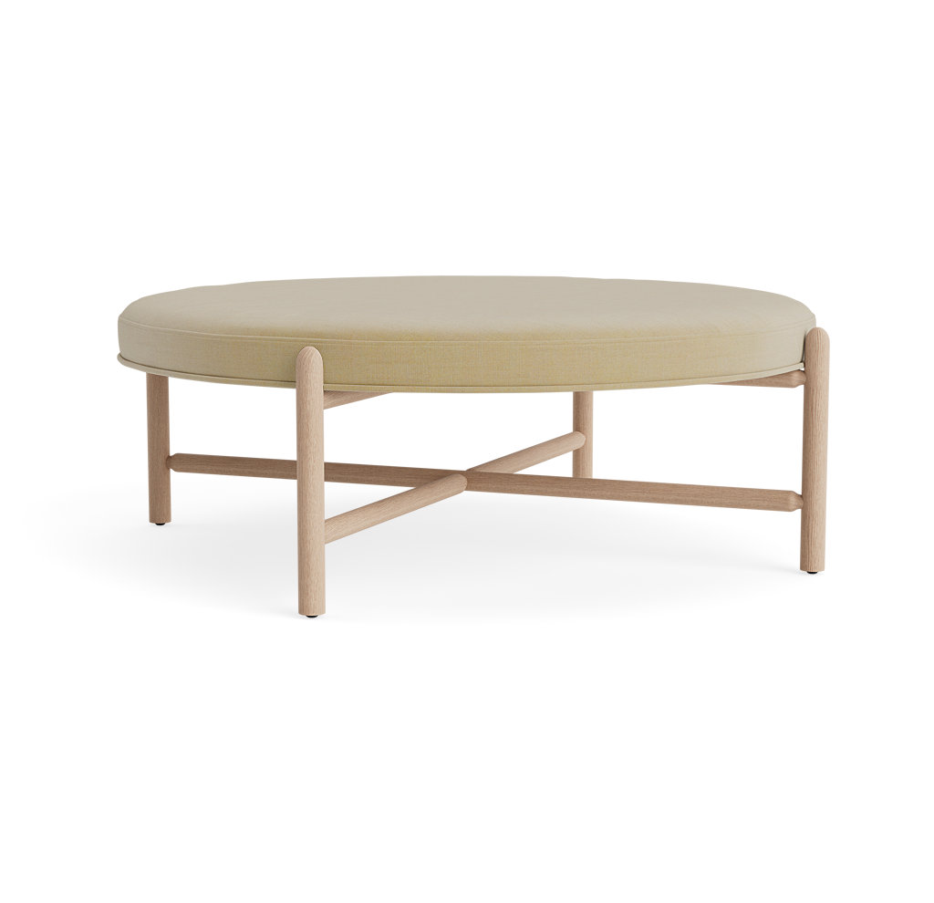 Vane 48" Upholstered Ottoman, Khaki, Oak
