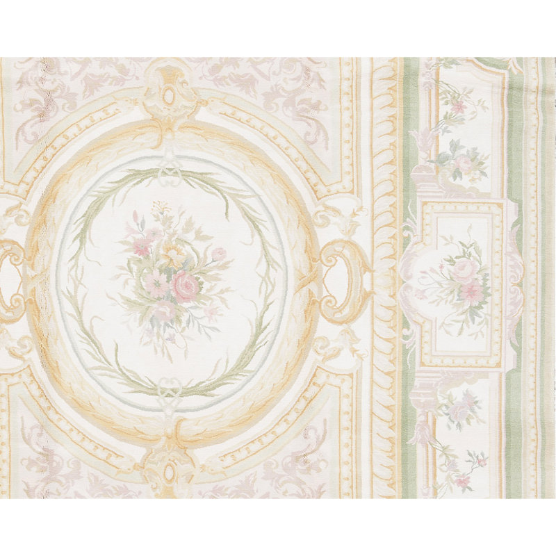 Hand-Knotted High-Quality Beige and Green Area Rug