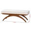 Banc Bryce avec tissu bouclé crème et finition noyer, H 18,09 po x l 46,95 po x P 17,4 po-1868558164